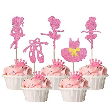 Imagem de Pacote com 30 topos de cupcake de balé de fada, bailarinas, bailarinas, bailarinas, enfeites de cupcake para chá de bebê, decorações de cupcake para chá de bebê, suprimentos de festa de aniversário,