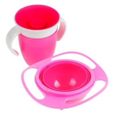 Imagem de Kit Copo E Prato Antivazamento Baby Bebe Infantil Giro 360 (ROSA)