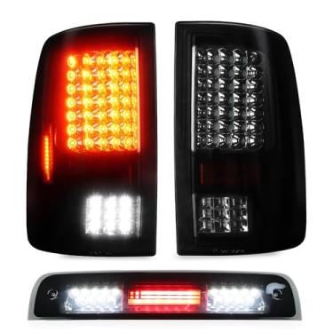 Imagem de Luz traseira + 3ª lâmpada de carga de freio para Dodge Ram 1500 2009-2010, 2500 e 3500 2010, Ram 1500 e 2500 e 3500 2011-2018, Ram 1500 Classic 2019, terceira luz traseira de parada de montagem alta, lanterna traseira de LED 55277 303AC