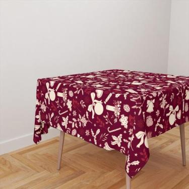 Imagem de Toalha De Mesa Quadrada 4 Lugares Tecido Oxford Ornamentos de Natal Ma
