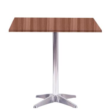Imagem de Mesa Delta em Alumínio 75 cm (Alt) Base em X Tampo MDP Quadrado 60 cm (Larg) x 2,50 cm (Alt) Walnut