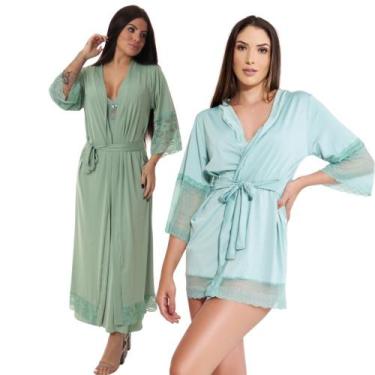 Imagem de Kit robe noiva roupão longo robe luxo sexy curto - ALTIE, Teos, GG