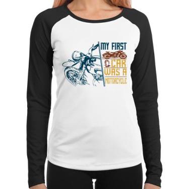 Imagem de Baby Look Raglan My First Car Was A Motorcycle Manga Longa - Foca na M
