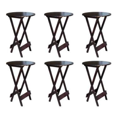 Imagem de Kit 6 Mesas de Madeira Bistrô Dobravel Ideal para Bar e Restaurante Im