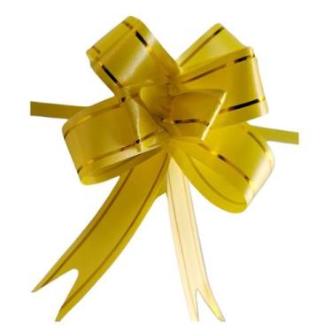 Imagem de laço fácil c/filete ouro 18mmx33cm c/100 unidades amarelo - ydh