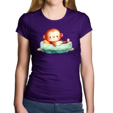 Imagem de Baby Look Algodão Ursinho Bebê Na Piscina  - Foca na Moda, Roxo, G