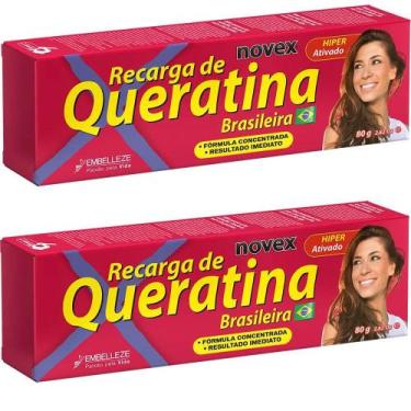 Imagem de Kit 2 Recarga de Queratina Brasileira Tratamento Capilar 80G - Novex