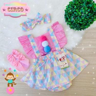 Imagem de Jardineira Saia Circo Rosa + Faixinha de Cabelo - JOANINHA BABY, SAIA,