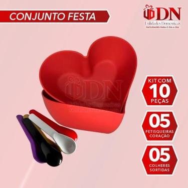 Imagem de Conjunto Festa 05 Petisqueira Coração com 5 Colheres Sortidas - FORTIN