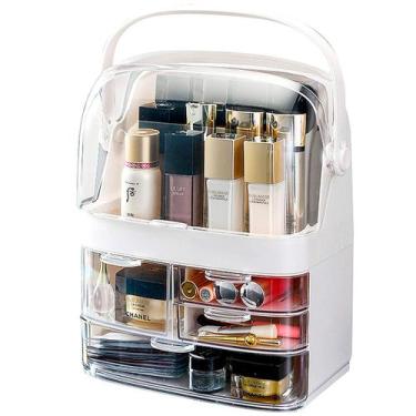 Imagem de Caixa Organizadora de Maquiagem Cosméticos Com Gaveta Tampa Acrílico -