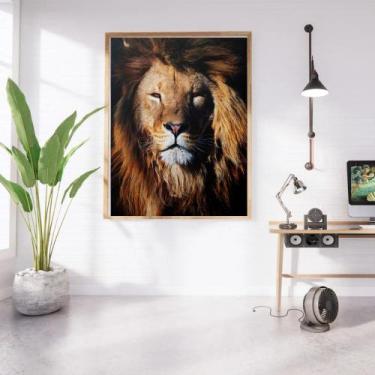 Imagem de Quadro Decorativo com Moldura 50x70 para Sala Imagem Leão - Londrinort