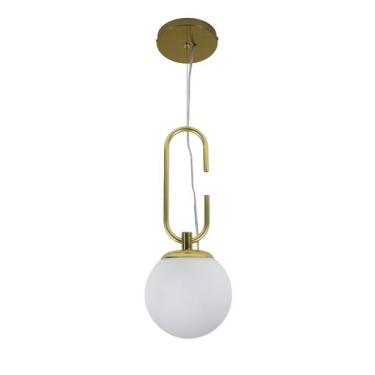 Imagem de Lustre Pendente Gancho Bola Globo Dourada 263 - ILUMINAMUNDO