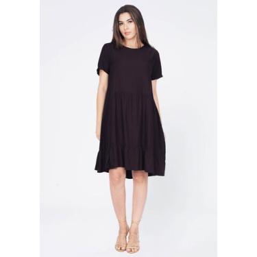 Imagem de Vestido Curto Viscose Camadas Xororó Preto - Amazonia Vital