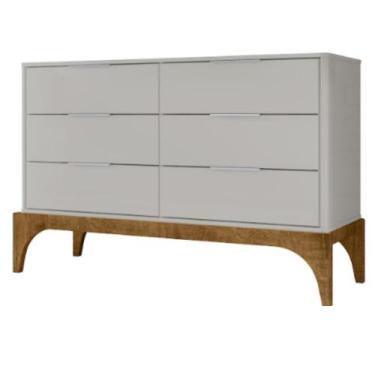 Imagem de Cômoda amalfi 1,36 cm de largura off white/madero canela - Village Móv