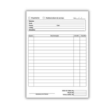 Imagem de 20 Talões Blocos Pedido Orçamento Ordem De Serviço 15x21 MODELOS - IMP
