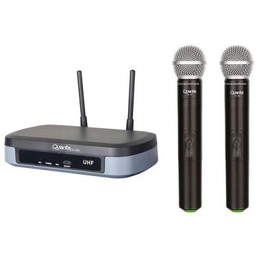 Imagem de Microfone Duplo Profissional Quanta QTMWU104 Wireless Uhf Preto
