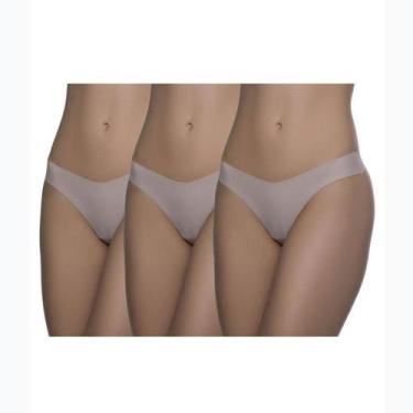 Imagem de Kit com 3 Calcinhas Fio Dental BR Lingerie 1148 Corte à Laser, P, Choc