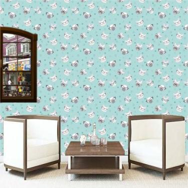 Imagem de Papel De Parede Adesivo Vinil Animal Gatinhos e Cachorrinhos de Ocúlos