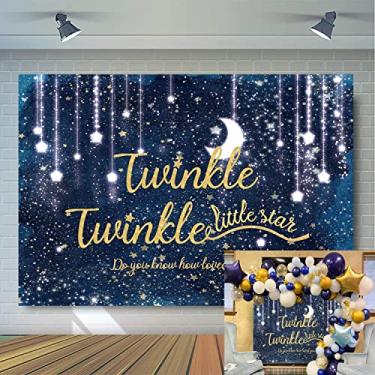 Imagem de Twinkle Twinkle Little Star pano de fundo para chá de bebê (7 x 5 pés (largura 210 cm x altura 150 cm))