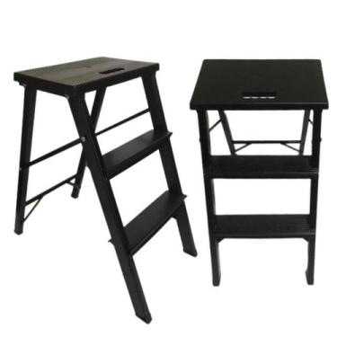 Imagem de Escada Dobravel Banqueta 3 Degraus - HM GARCIA,  PRETA POLIPROPILENO