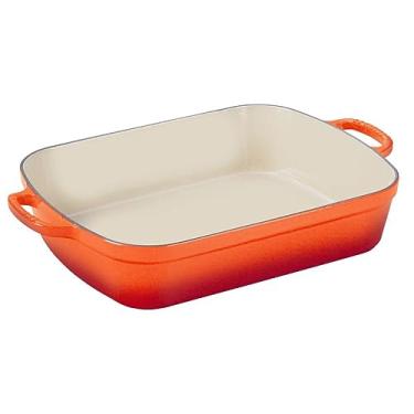 Imagem de Le Creuset Assinatura assadeira retangular de ferro fundido, 7 quartos, chama