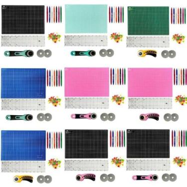 Imagem de Kit Base de Corte Grande Patchwork Artesanato 90x60 Régua 15x60 Cortad