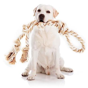 Imagem de PetiFine Brinquedos de corda para cães para mastigadores agressivos, brinquedos para cães grandes para cabo de guerra, brinquedo de corda de algodão natural resistente e indestrutível, brinquedos para