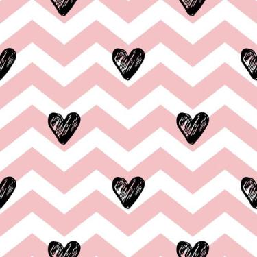 Imagem de Papel De Parede Adesivo Chevron Coração Rosa Quarto Menina   12m - DEL