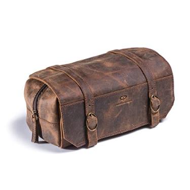 Imagem de Necessaire Bolsa Couro Genuíno Cardena Madera Impermeável (marrom)