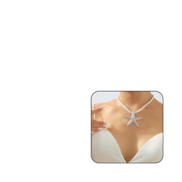 Imagem de MAQVQLU Colar de estrela do mar feminino boho praia colar com pingente de estrela do mar colar de verão, Metal, Sem Pedra Preciosa