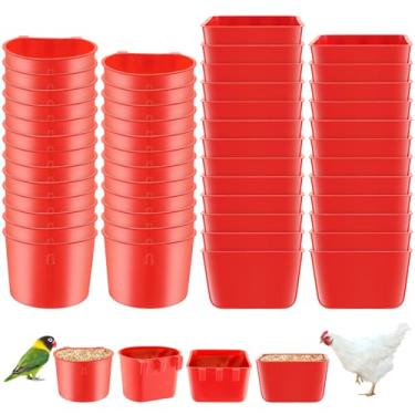 Imagem de FillTouch 50 copos de gaiola de 12 x 9 x 6 cm, comedouros de frango, 8 x 8 x 6 cm, alimentadores de pássaros, copos de água de frango, tigela de sementes, copos de galinha para papagaio, aves, pombos,