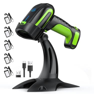 Imagem de Tera Scanner de código de barras sem fio com NFC: 1D 2D QR com indicador de nível de bateria 5 suportes de crachá de identificação, funciona com Bluetooth 2.4G sem fio USB com fio leitor de código de