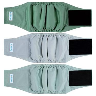 Imagem de Paw Legend Fraldas laváveis para cães machos, faixas de barriga para cães machos, fraldas reutilizáveis para filhotes e cachorros (pacote com 3, GG)