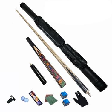 Imagem de Taco de sinuca de madeira de freixo de 147 cm, bastão de sinuca, taco de sinuca profissional para esportes de mesa de sinuca, bar de bilhar de madeira (taco de sinuca + acessórios + barril de taco, 10