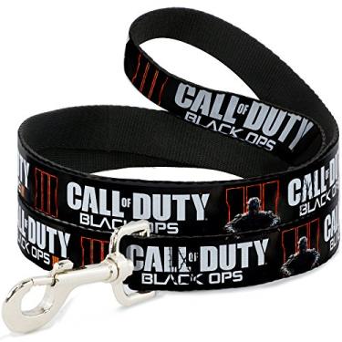 Imagem de Coleira para cães com logotipo Molten Trey Call of Duty Soldado Preto Branco Laranja 1,8 m de comprimento 3,8 cm de largura