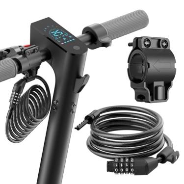Imagem de Trava de cabo com suporte, trava de scooter para adultos de scooter elétrica, bicicleta com combinação reinicializável de 4 dígitos, 5,9 pés de comprimento, 1 cm de diâmetro