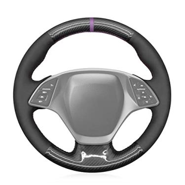 Imagem de MEWANT Ajuste personalizado para Chevrolet Corvette capa de volante, antiderrapante, respirável, para Chevrolet Corvette (C7) 2014-2015 (adequado para volante redondo)