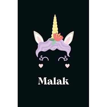 Imagem de Malak : Cute Unicorn Journal: Notebook With Name On Front Cover, 120 pages College Ruled Notebook Journal & Diary for Writing & Note Taking for Girls ... Personalized Notebooks For Girls And Women)
