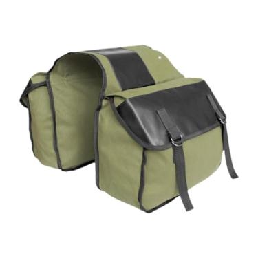 Imagem de Dynwave Bolsa para alforje de bicicleta, bolsa de selim multiuso, bolsa de lona para prateleira de bicicleta, bolsa de porta-malas para bicicletas de montanha, Verde