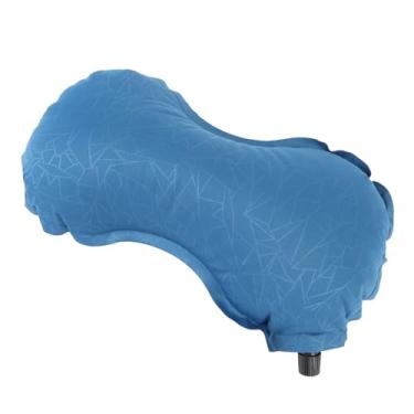 Imagem de Travesseiro de Viagem Compacto Inflável Ergonômico Travesseiro de Assento de Esponja Leve e Portátil para Cochilo Carro de Acampamento para Conforto Consistente Facilmente (Azul)