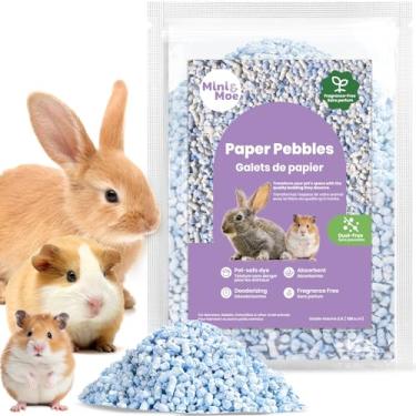 Imagem de mini&moe Roupa de cama de pellets de papel para animais pequenos: Roupa de cama de pellets de papel natural absorvente de odor e umidade - para porquinhos-da-índia, hamsters e coelhos, 900 g