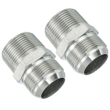 Imagem de PATIKIL Conector adaptador de tubo 1-5/20.3 cm macho 37 ° Flare JIC x 1-1/10.2 cm macho R encaixe de tubulação 2 peças conector hidráulico de encaixe de restrição de alimentação de óleo para sistema