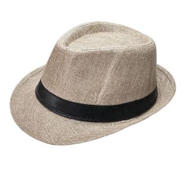 Imagem de Chapéu Panamá Palha Aba Curta Faixa Preta Cor Cinza - NS