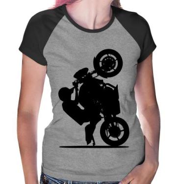 Imagem de Baby Look Raglan Moto Grau XJ6 - Foca na Moda, Cinza, Preto, GG