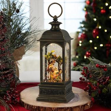 Imagem de Wondise Lanterna de globo de neve musical iluminada com temporizador de 6 horas, alimentada por USB e operada por bateria, água giratória e glitter, presente de globo de neve de Natal (Natividade)