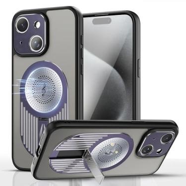 Imagem de JIAONASHIJIA Capa para Magsafe iPhone 16 com suporte ajustável. Potência magnética NEO. Anti-impressão digital. Airbag à prova de quedas. Capa de lente de metal. Almofada de resfriamento de grafeno.