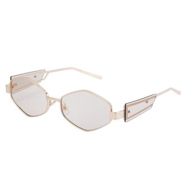 Imagem de JRLLFD Óculos de sol punk hexagonal de armação pequena, masculino e feminino, retrô, polígono, óculos de sol para homens, vintage, óculos de sol, UV400, 3, tamanho único