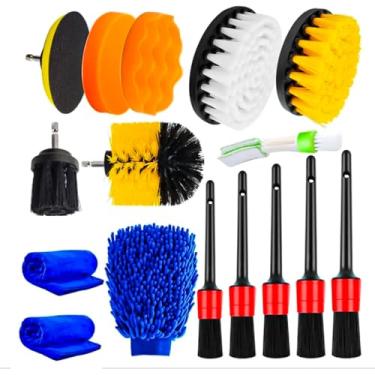 Imagem de JEX Kit Estética Automotiva Completo 16pçs Pincéis Escovas Boinas e Acessórios Limpeza Detalhamento