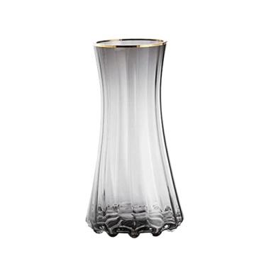 Imagem de Vaso Vasos simples de cor primária, vasos de vidro transparentes à base de água, flores secas, arranjo de flores, sala de estar, mesa de chá, vasos de flores Vaso de flores(A,Médio)