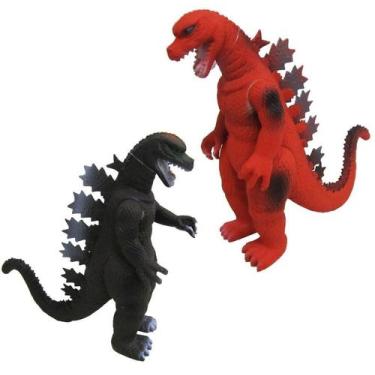 Imagem de Conjunto Com Dois Bonecos de Borracha Dinossauro Godzilla Grande - Toy